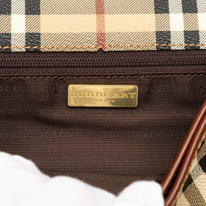 Burberry Haymarket Check Coated Canvas Crossbody Brown Canvas Good condition - Box View
