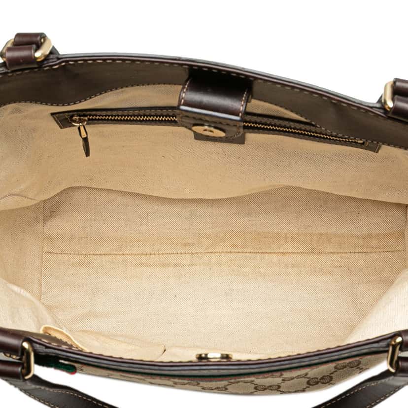 Gucci GG Canvas Web Mayfair Tote Brown Canvas Good condition - Model View