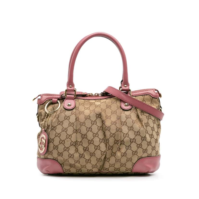 Gucci GG Canvas Sukey Satchel Brown Canvas Good condition - Front View