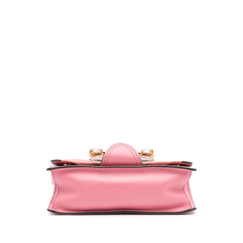 Miu Miu Goatskin Madras Soft Calf Crystal Embellished Crossbody Pink Leather Good condition - Inside View