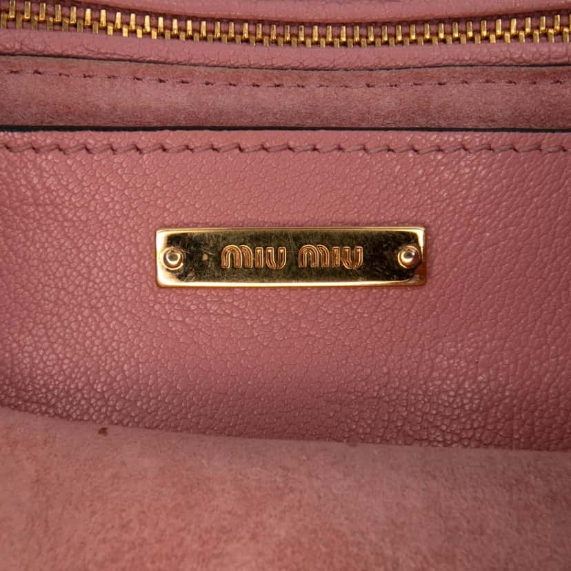 Miu Miu Goatskin Madras Soft Calf Crystal Embellished Crossbody Pink Leather Good condition - Box View