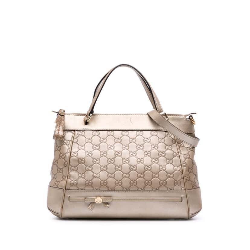Gucci Metallic Guccissima Mayfair Satchel Gold Leather Good condition - Front View