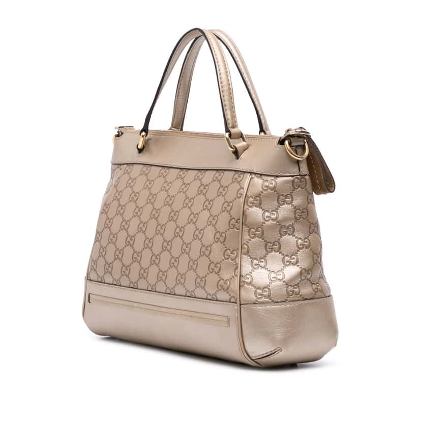 Gucci Metallic Guccissima Mayfair Satchel Gold Leather Good condition - Back View