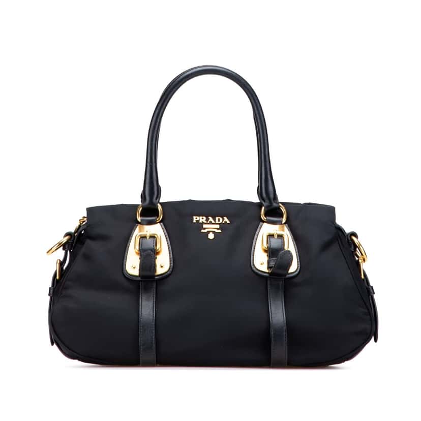 Prada Soft Calf Trimmed Tessuto Satchel Black Good condition - Front View