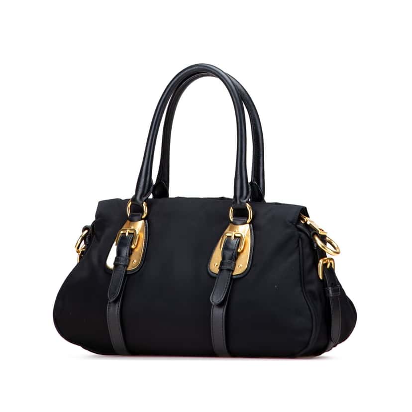 Prada Soft Calf Trimmed Tessuto Satchel Black Good condition - Back View