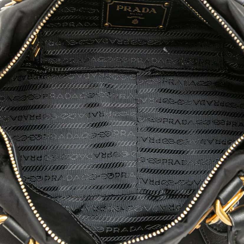 Prada Soft Calf Trimmed Tessuto Satchel Black Good condition - Model View