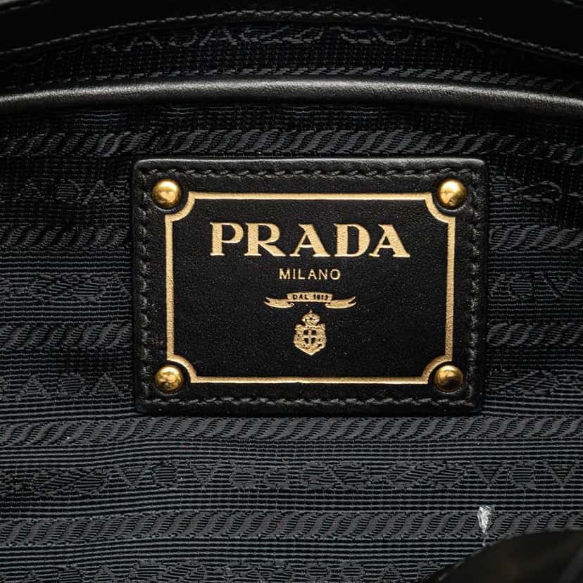 Prada Soft Calf Trimmed Tessuto Satchel Black Good condition - Box View