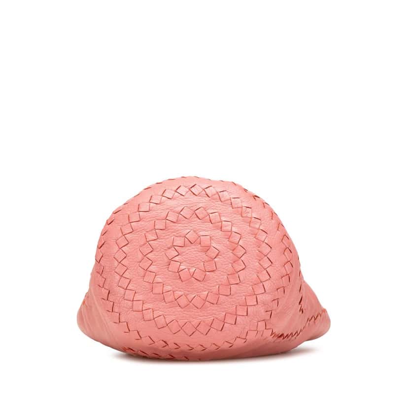 Bottega Veneta Small Intrecciato Trimmed Cervo Bucket Bag Pink Leather Very good condition - Inside View