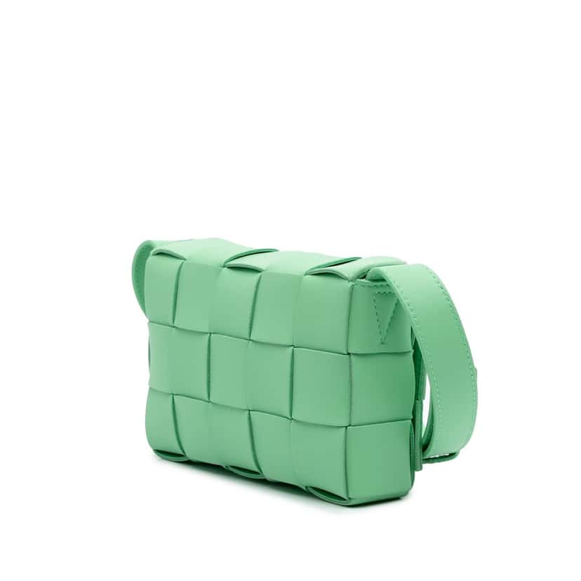 Bottega Veneta Small Nappa Intrecciato Cassette Crossbody Green Leather Good condition - Back View
