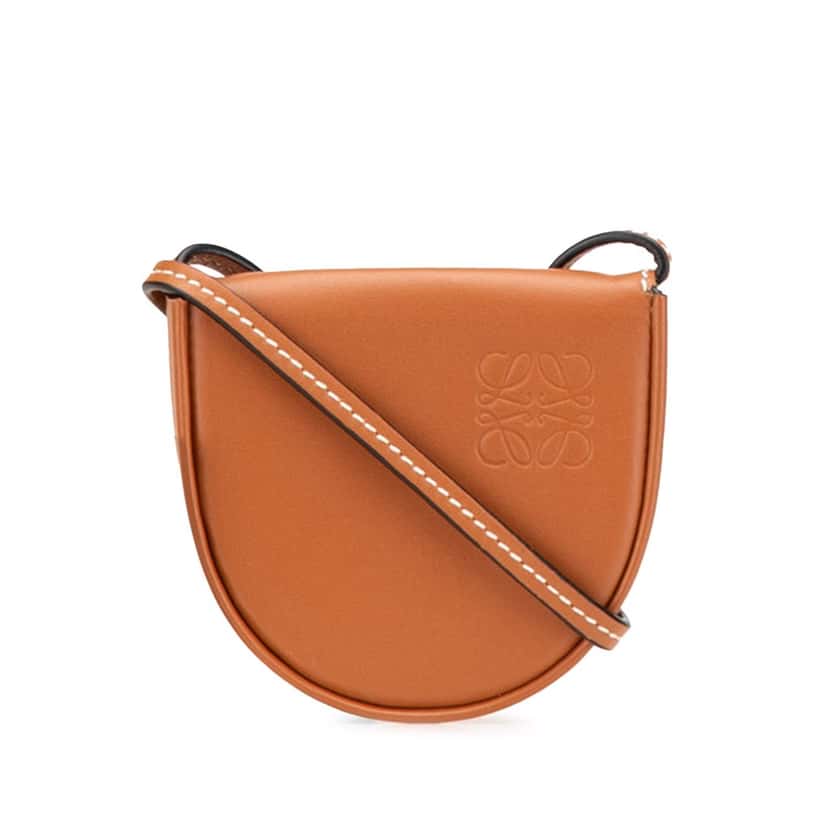 Loewe Mini Soft Calfskin Heel Pouch Brown Leather Very good condition - Front View