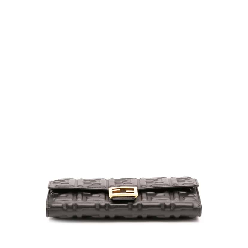 Fendi Zucca Embossed Leather Wallet On Chain Black Leather Good condition - Inside View
