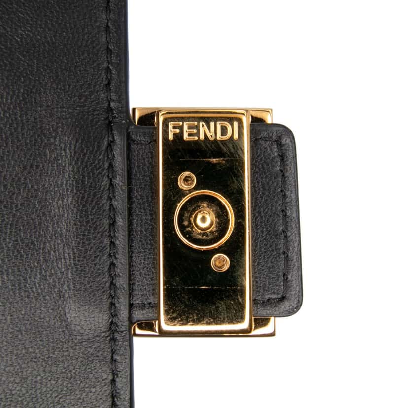 Fendi Zucca Embossed Leather Wallet On Chain Black Leather Good condition - Box View