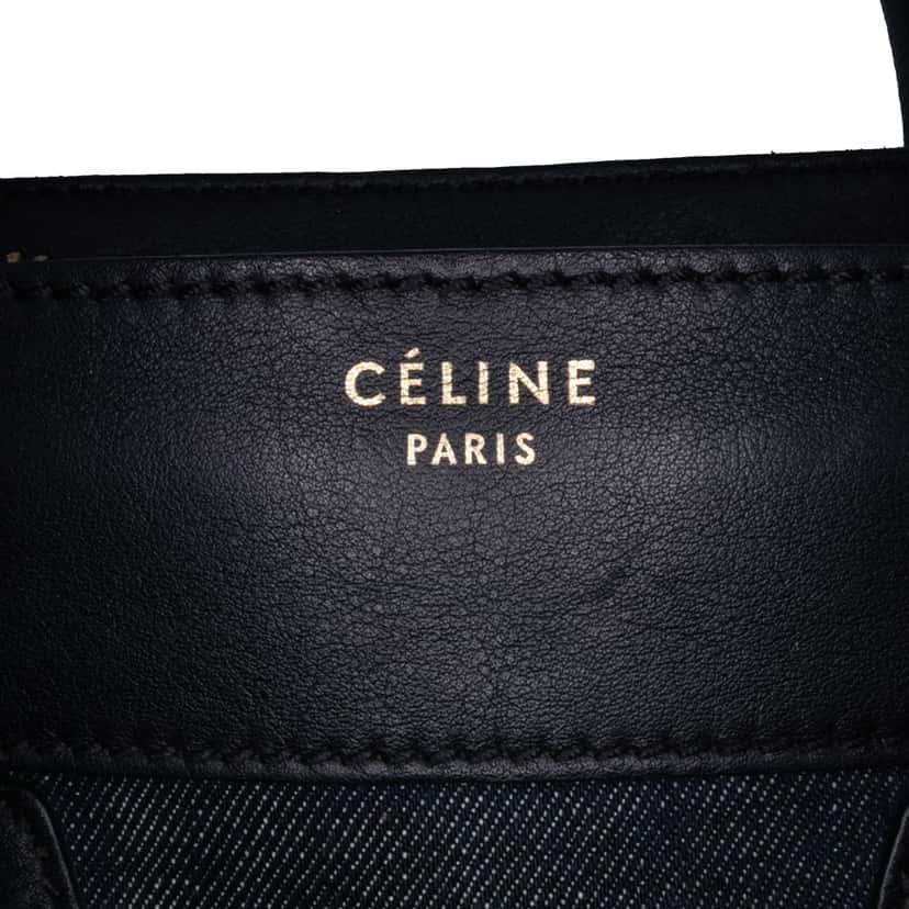 Celine Mini Denim and Calfskin Luggage Tote Blue Denim Good condition - Box View