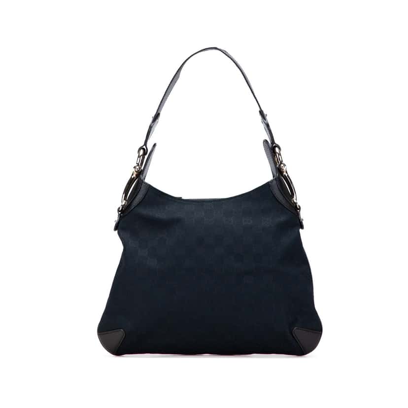 Gucci GG Canvas Horsebit Creole Hobo Blue Canvas Good condition - Front View