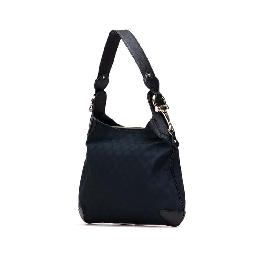 Gucci GG Canvas Horsebit Creole Hobo Blue Canvas Good condition - Back View
