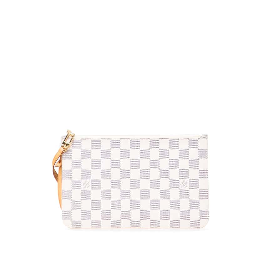 Louis Vuitton Damier Azur Neverfull Pouch MM White Canvas Good condition - Front View