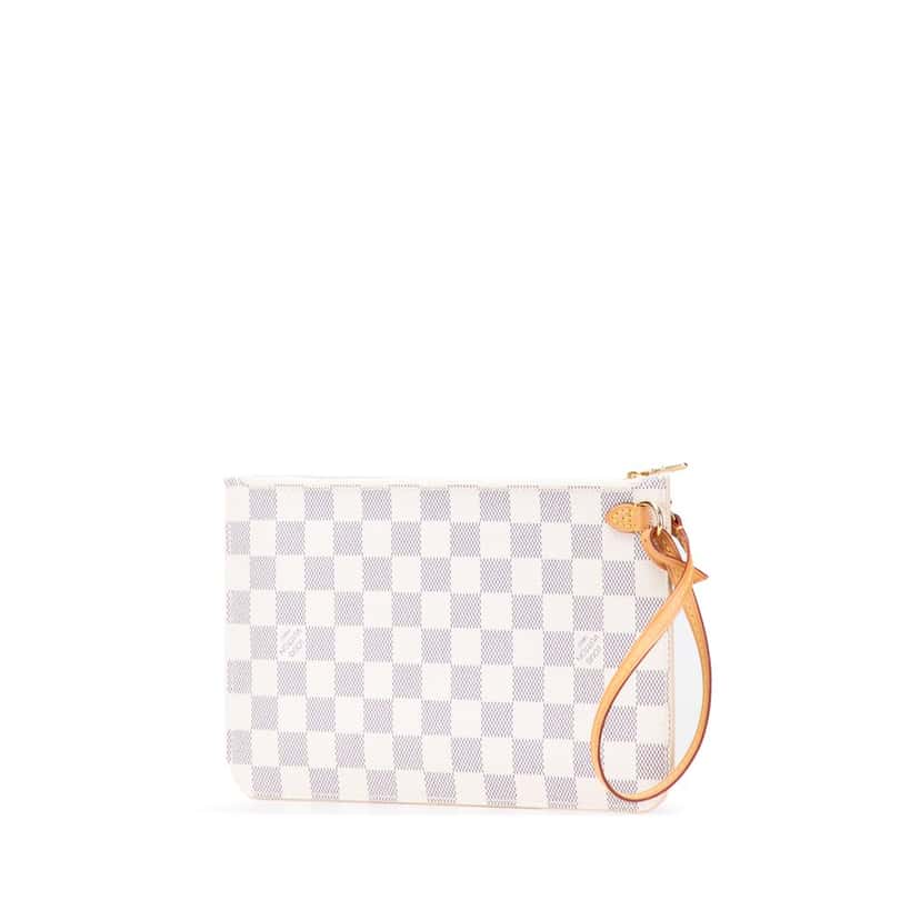 Louis Vuitton Damier Azur Neverfull Pouch MM White Canvas Good condition - Back View