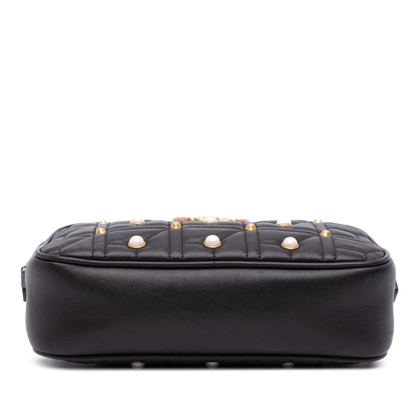 Gucci Small GG Marmont Matelasse Leather Pearl Studded Crossbody Black Leather Good condition - Inside View