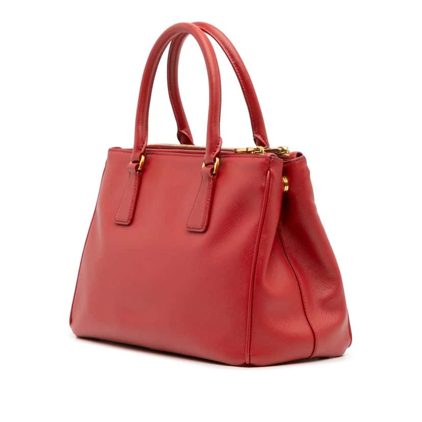Prada Small Saffiano Lux Galleria Double Zip Satchel Red Leather Good condition - Back View