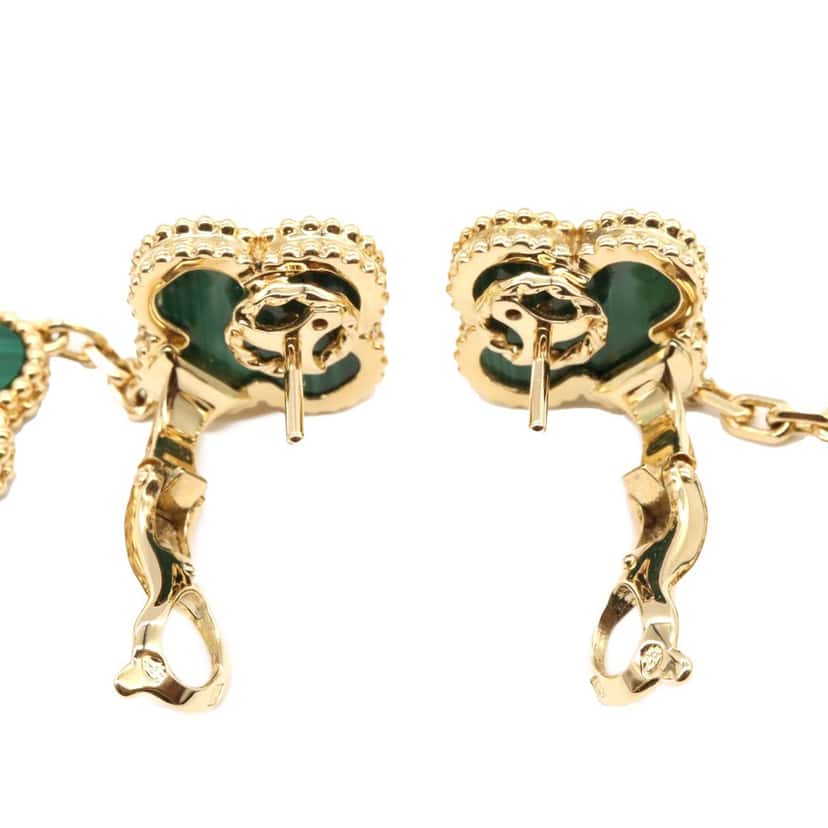 Van Cleef & Arpels 18K Yellow Gold and Malachite Magic Alhambra 3 Motif Earrings Gold Gold Good condition - Inside View
