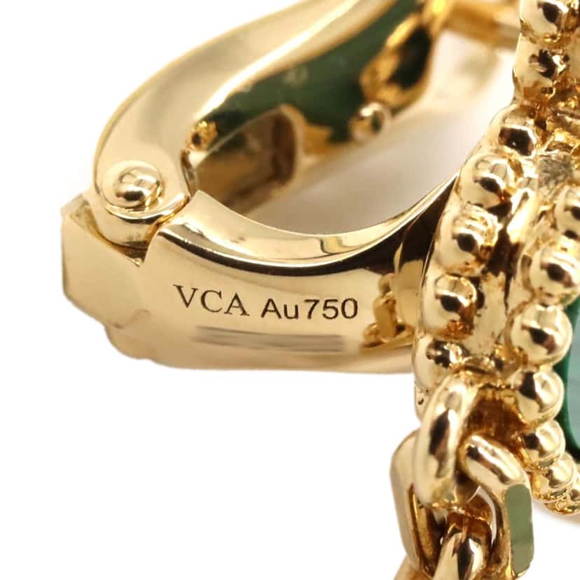 Van Cleef & Arpels 18K Yellow Gold and Malachite Magic Alhambra 3 Motif Earrings Gold Gold Good condition - Model View