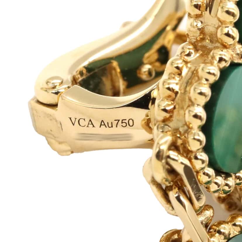 Van Cleef & Arpels 18K Yellow Gold and Malachite Magic Alhambra 3 Motif Earrings Gold Gold Good condition - Box View