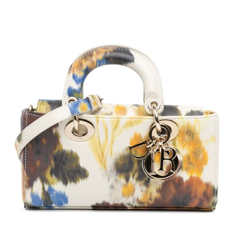 Dior Small Leather Floral Print Lady D Joy White Leather Good condition - Front View