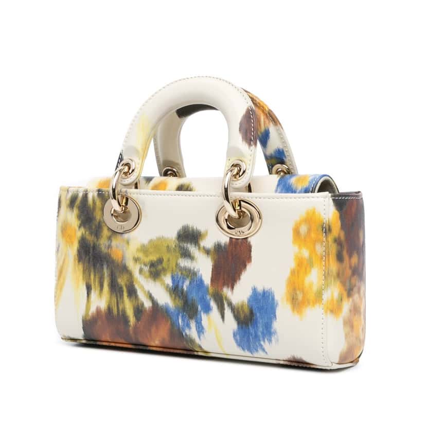Dior Small Leather Floral Print Lady D Joy White Leather Good condition - Back View
