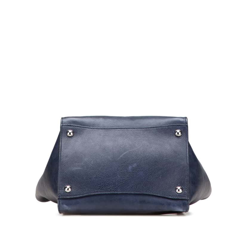 Prada Glace Calf Twin Pocket Double Handle Satchel Blue Leather Good condition - Inside View