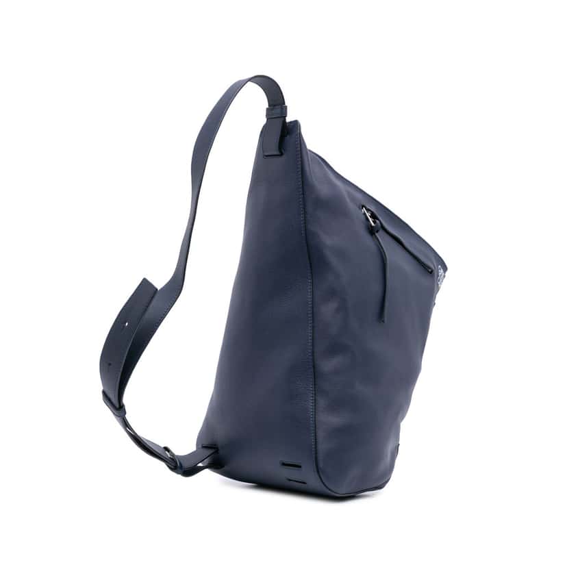 Loewe Leather Anton Backpack Blue Leather Good condition - Back View