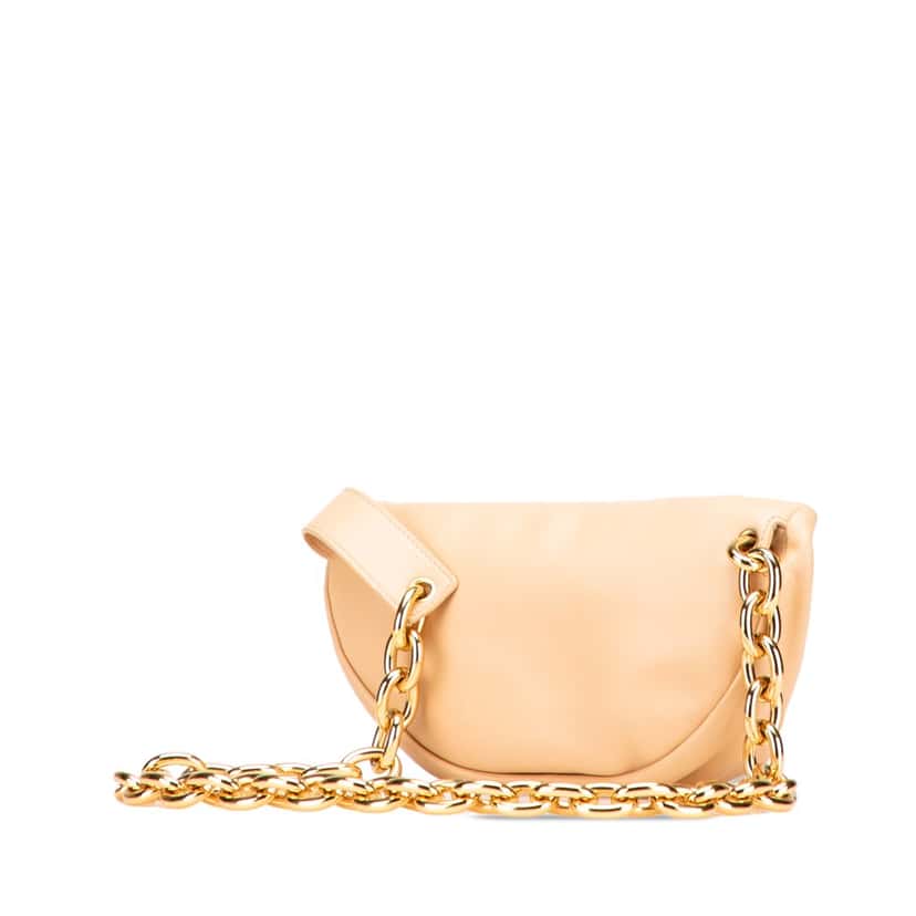Bottega Veneta Lambskin Belt Chain Pouch Brown Leather Good condition - Back View