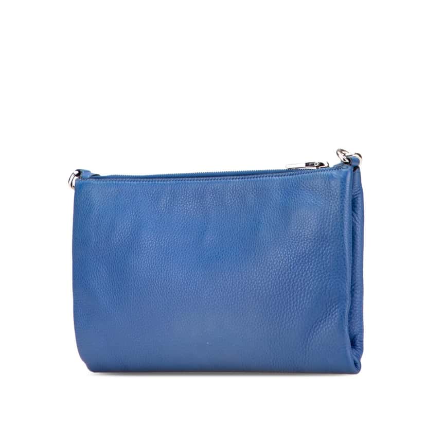 Prada Vitello Daino Crossbody Blue Leather Very good condition - Back View