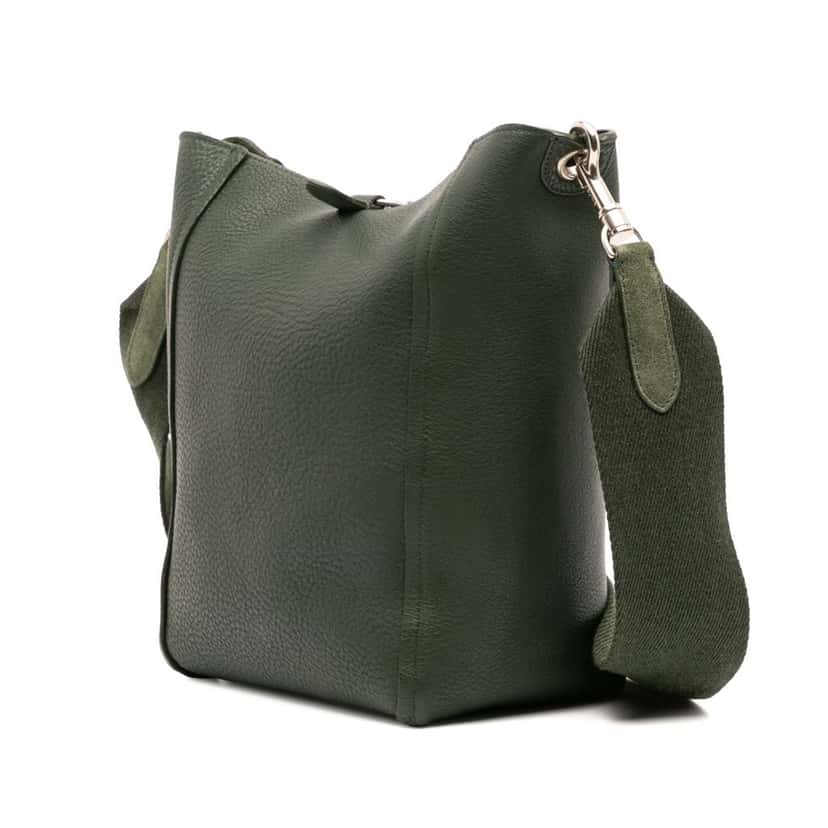 Celine Small Leather Seau Sangle Bucket Bag Green Leather Good condition - Back View