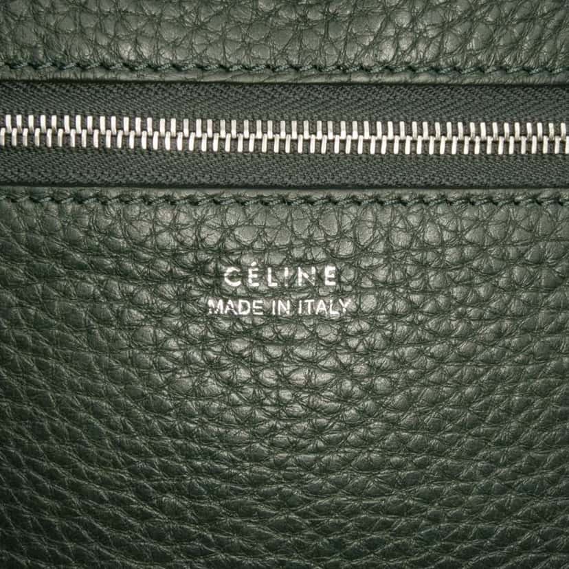 Celine Small Leather Seau Sangle Bucket Bag Green Leather Good condition - Box View