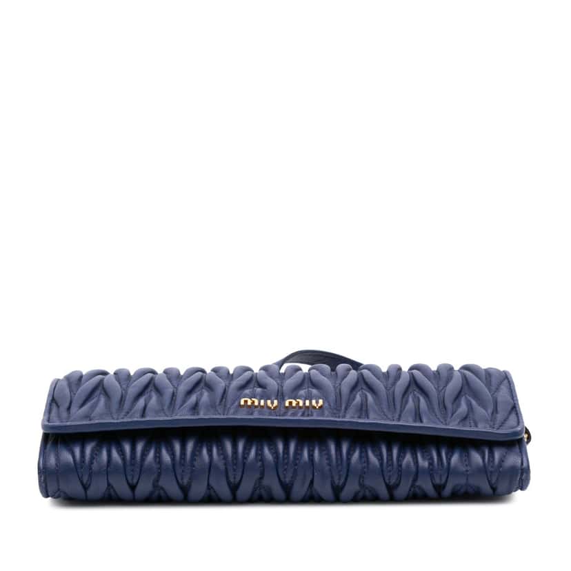 Miu Miu Matelasse Lambskin Wallet On Chain Blue Leather Good condition - Inside View