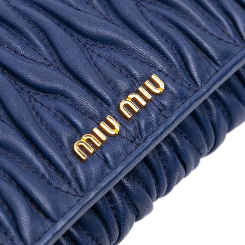 Miu Miu Matelasse Lambskin Wallet On Chain Blue Leather Good condition - Box View