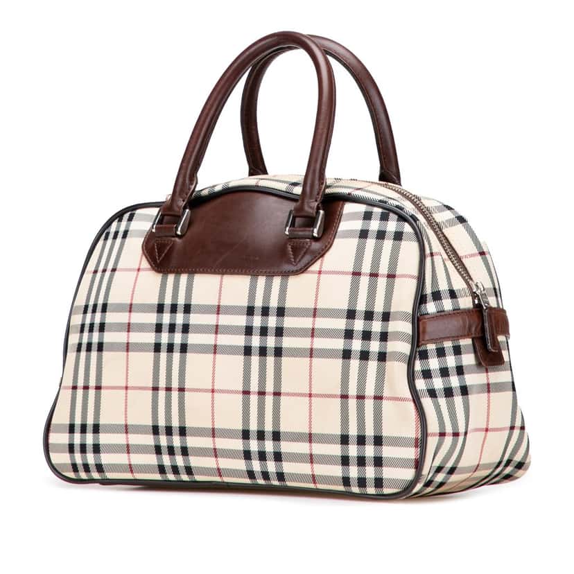 Burberry House Check Canvas Handbag Brown Canvas Good condition - Back View