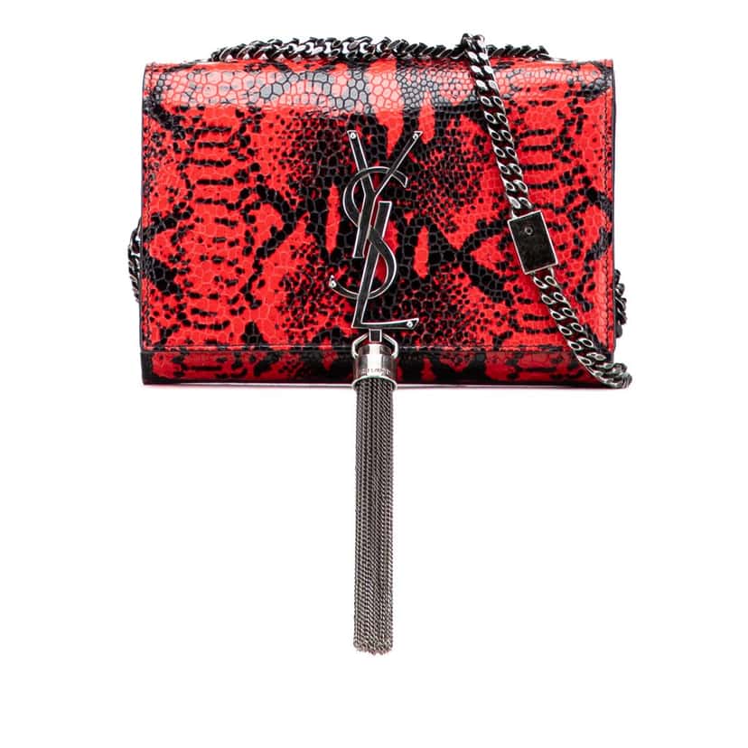 Saint Laurent Small Embossed Calfskin Classic Monogram Kate Crossbody Red Leather Very good condition - Front View