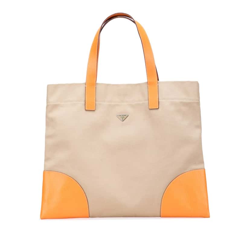 Prada Cinghiale Trimmed Canapa Tote Brown Canvas Very good condition - Front View