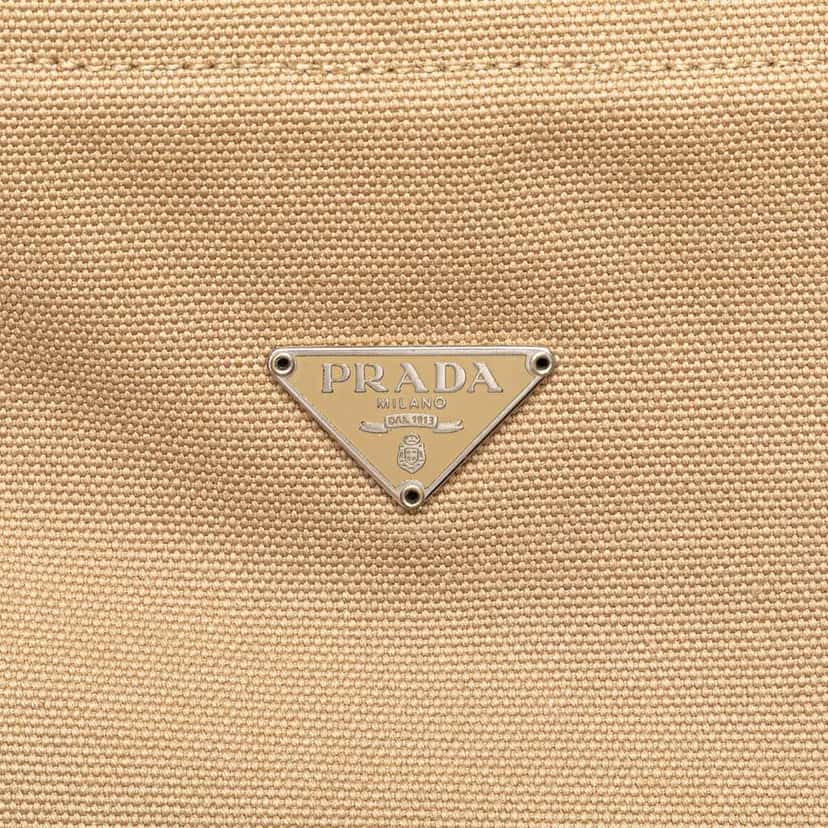 Prada Cinghiale Trimmed Canapa Tote Brown Canvas Very good condition - Box View