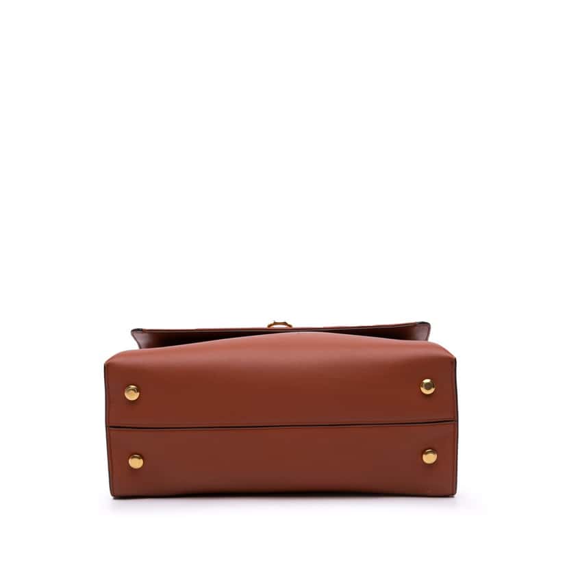 Salvatore Ferragamo Leather Gancini Trifolio Top Handle Bag Brown Leather Good condition - Inside View