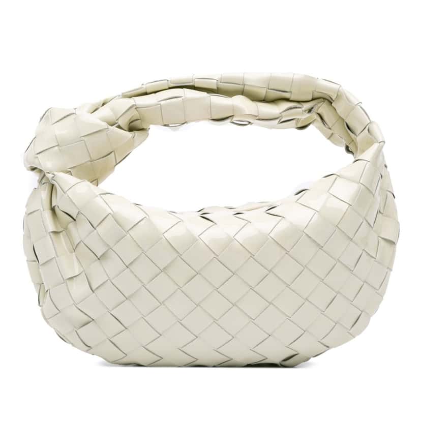 Bottega Veneta Mini Patent Intrecciato Jodie White Leather Good condition - Front View