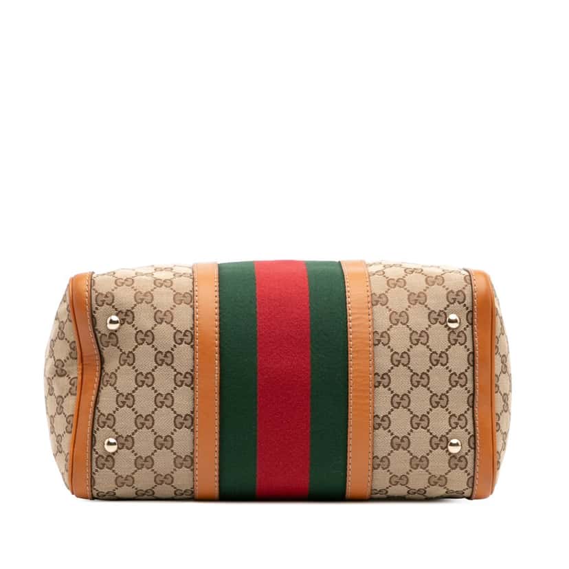 Gucci Medium GG Canvas Web Joy Boston Bag Brown Canvas Good condition - Inside View