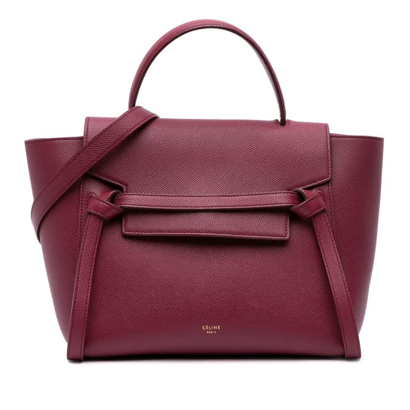 Celine Micro Grained Calfskin Belt Bag Red Leather Good condition - Front View