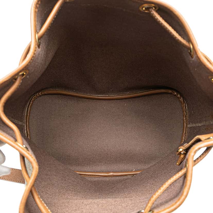 Dior Honeycomb Coated Canvas Drawstring Bucket Bag Brown Canvas Good condition - Model View