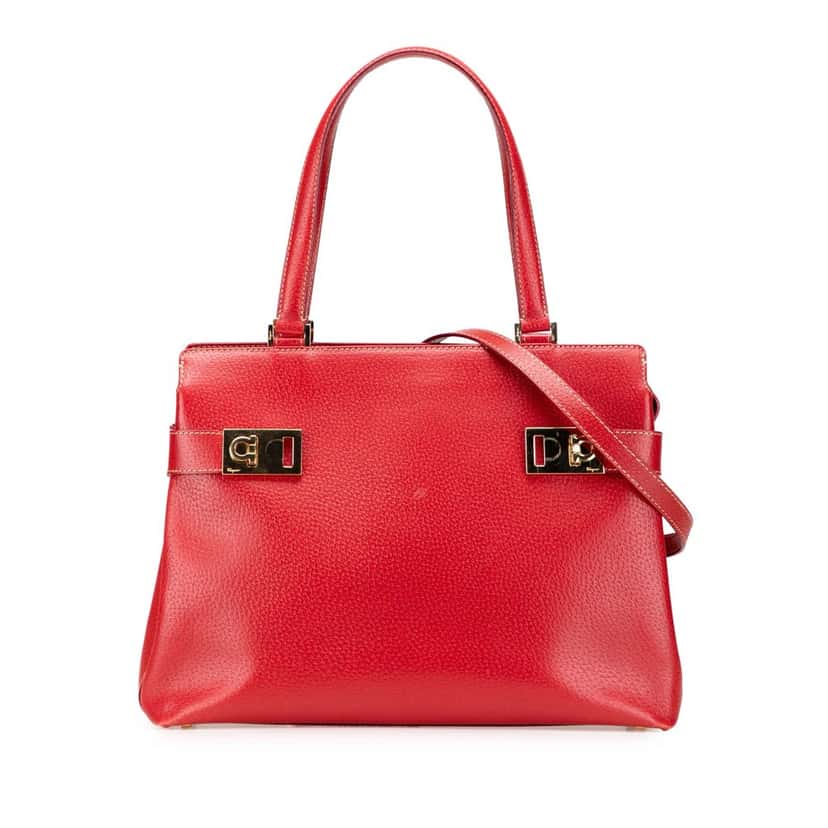 Salvatore Ferragamo Leather Nencia Satchel Red Leather Good condition - Front View