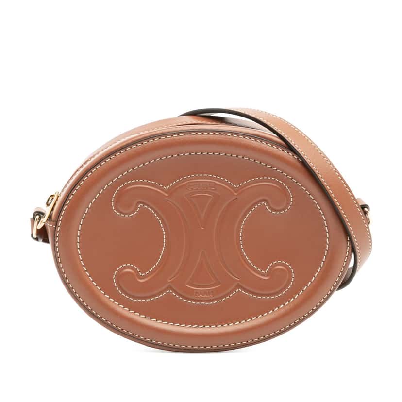Celine Small Calfskin Cuir Triomphe Oval Crossbody Brown Leather Good condition - Front View