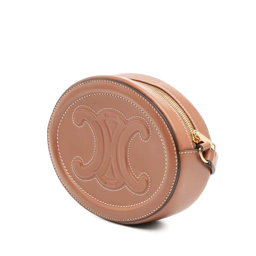 Celine Small Calfskin Cuir Triomphe Oval Crossbody Brown Leather Good condition - Back View