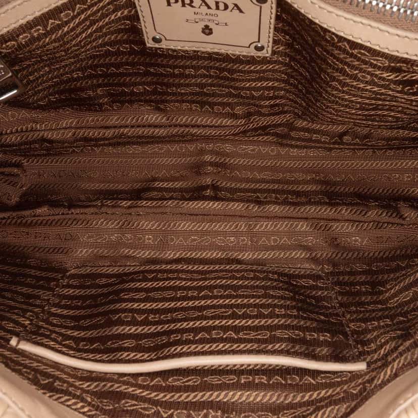 Prada Nappa Gaufre Flap Crossbody Brown Leather Good condition - Model View