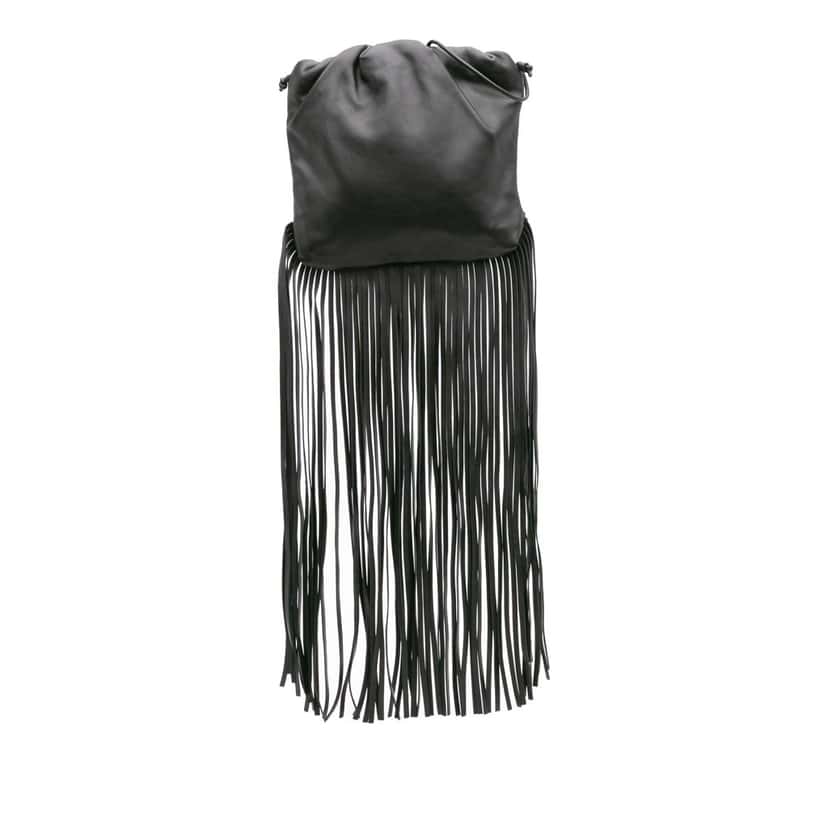 Bottega Veneta Nappa The Fringe Pouch Black Leather Good condition - Front View